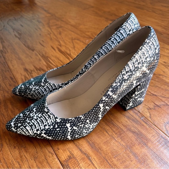 Chinese Laundry Kyra Pumps Leather Alligator Block Heels Size 11 - Picture 2 of 8